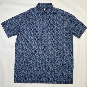 FootJoy Polo Shirt Mens XL Blue Floral Performance Stretch Golf Wildhorse Club